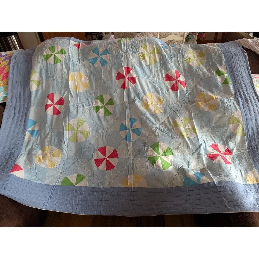 Beach Ball Handmade Quilt Featuring a Curved Piecing Pattern 65 X 71 Twin Child